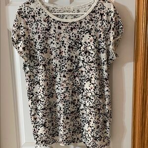 We The Free Floral Print Short Sleeve Tee - White/Pink/Black XL